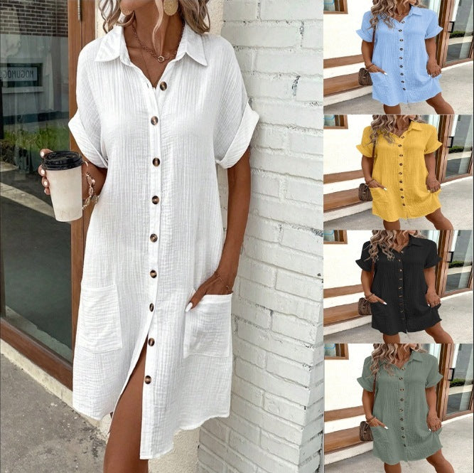 Robe chemise d'été à manches courtes