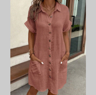 Robe chemise d'été à manches courtes