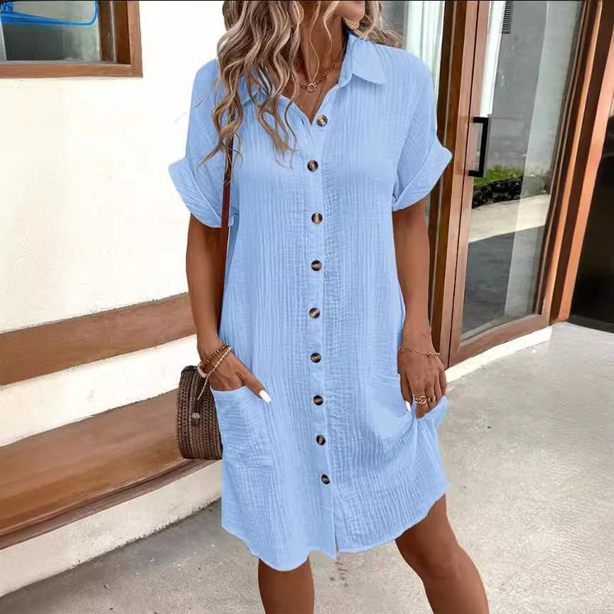Robe chemise d'été à manches courtes