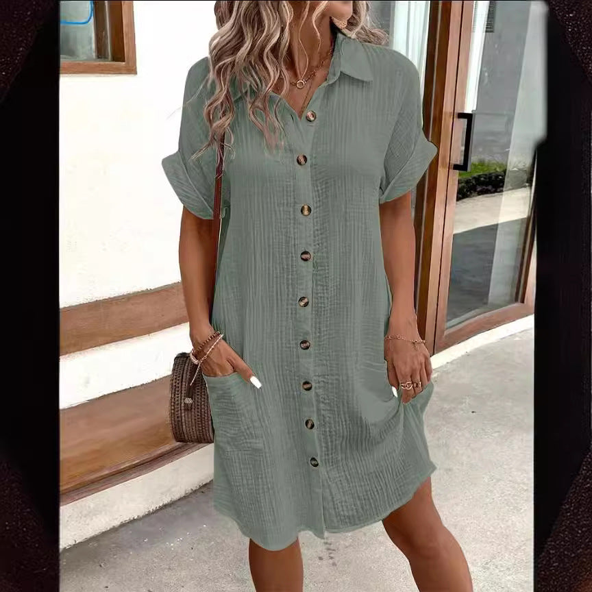 Robe chemise d'été à manches courtes