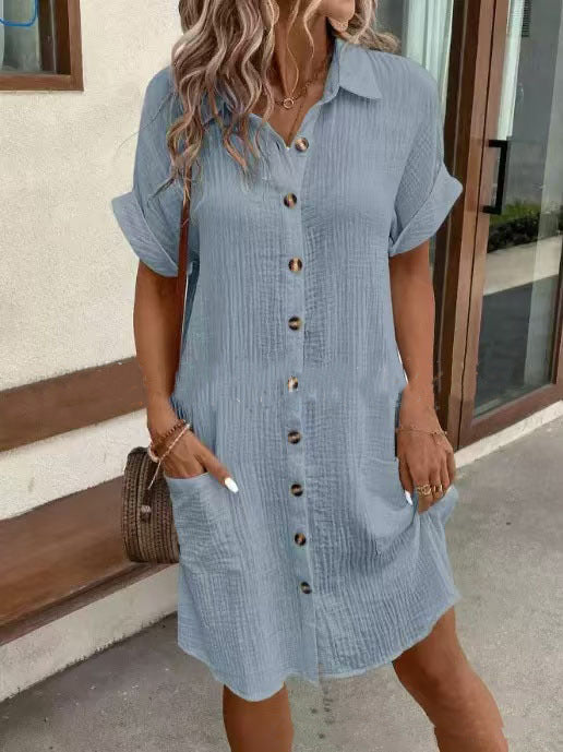 Robe chemise d'été à manches courtes