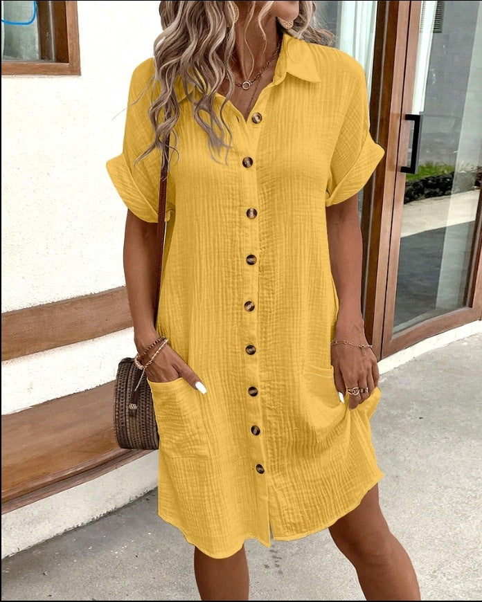 Robe chemise d'été à manches courtes