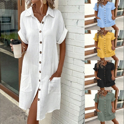 Robe chemise d'été à manches courtes