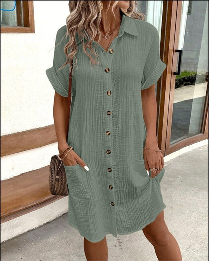 Robe chemise d'été à manches courtes