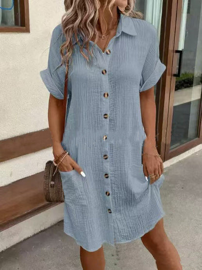 Robe chemise d'été à manches courtes