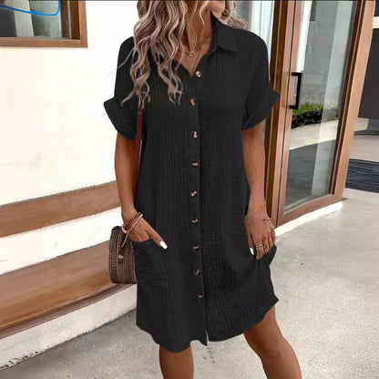 Robe chemise d'été à manches courtes